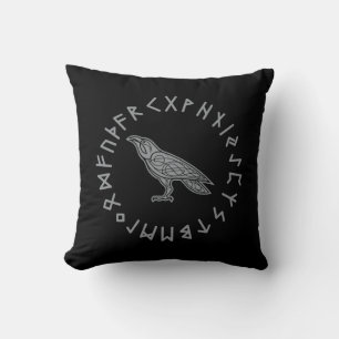 Almofada Odin Corvo Coruja Mitologia Viking runas rúnico