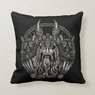 Almofada Odin e seus lobos Geri e Freki