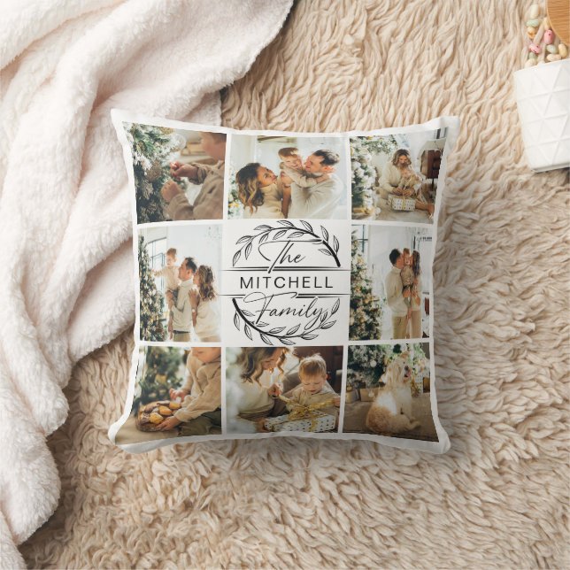 Almofada Oferta de Monograma da Colagem de Fotos da Família (Cobertor)