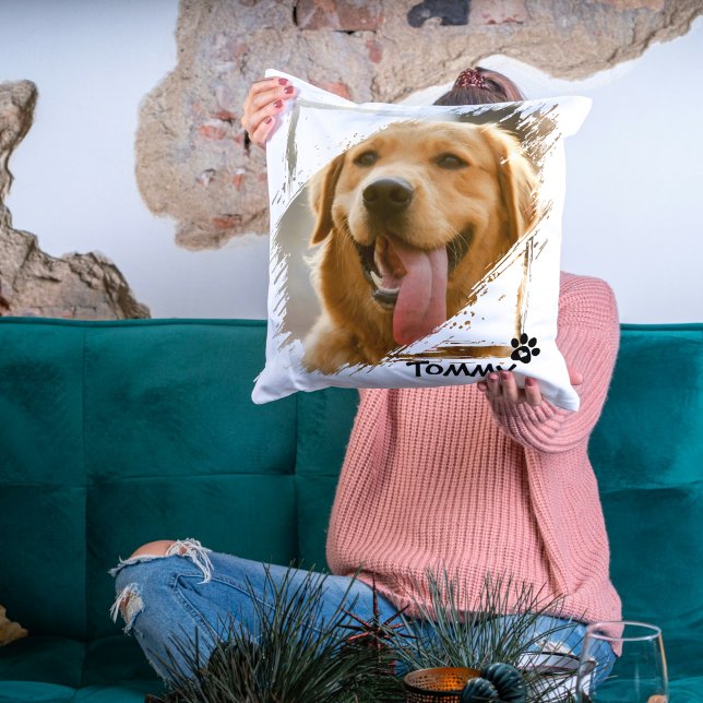 Almofada Oferta Personalizada de Travesseiro decorativo de  (Custom Pet Friends Photo & Name Throw Pillow Gift)