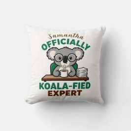 Almofada Officially Koala-fied Expert Funny Coffee Pun