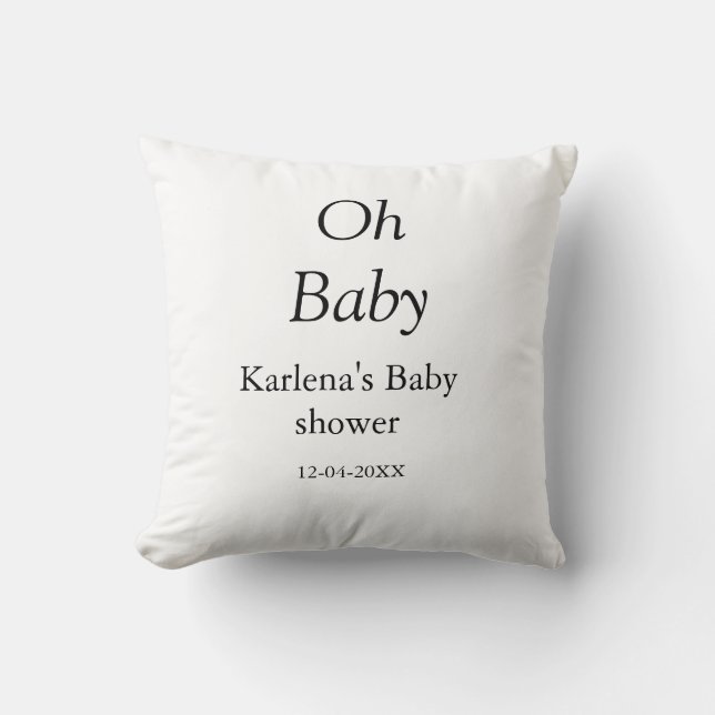 Almofada Oh bebê adicione nome chá de fraldas data simples  (Frente)