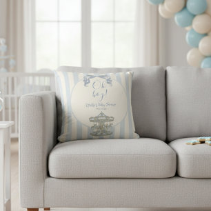 Almofada Oh Boy Blue Bow Carrossel Cavalo Circo Baby Shower