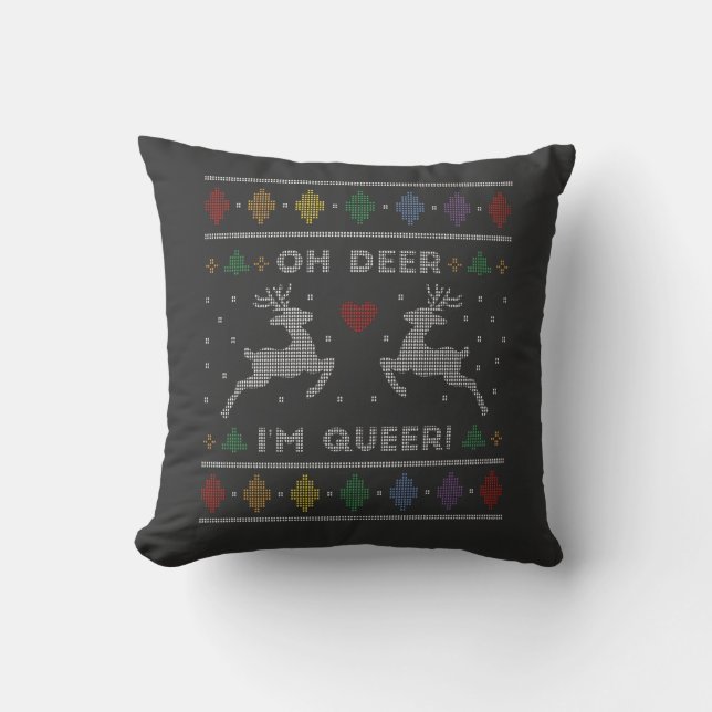 Almofada Oh Deer Im Queer Ugly Christmas Sweater  (Frente)