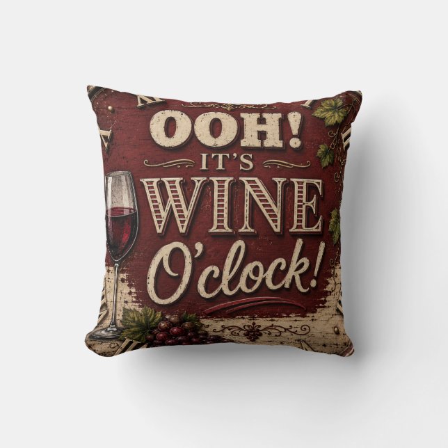 Almofada Oh! It's Wine O'Clock (Frente)