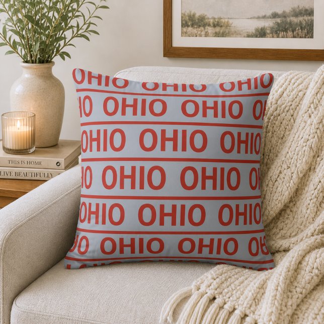 Almofada Ohio Vermelho e Cinza Reversível (Criador carregado)