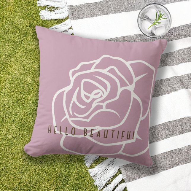 Almofada Olá Belo - Flor de Rosa Rosa Chic Moderno (Criador carregado)