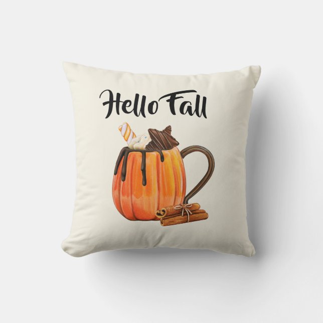 Almofada Olá Fall Cozy Pumpkin Farmhouse Decore (Frente)