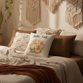 Almofada Olá Fall Watercolor Farmhouse Autumn Pumpkins