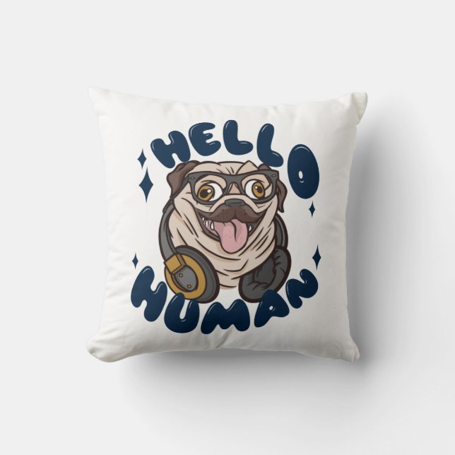 Almofada Olá humano Cachorro fofo (Frente)
