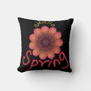 Almofada Olá Primavera - Arte de Flor Texturizada Rosa e La