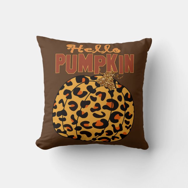 Almofada Olá Pumpkin - Impressão Leopardo de Queda (Frente)