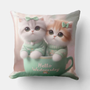 Almofada Olá Quarta-Feira, Travesseiro decorativo De Gatos