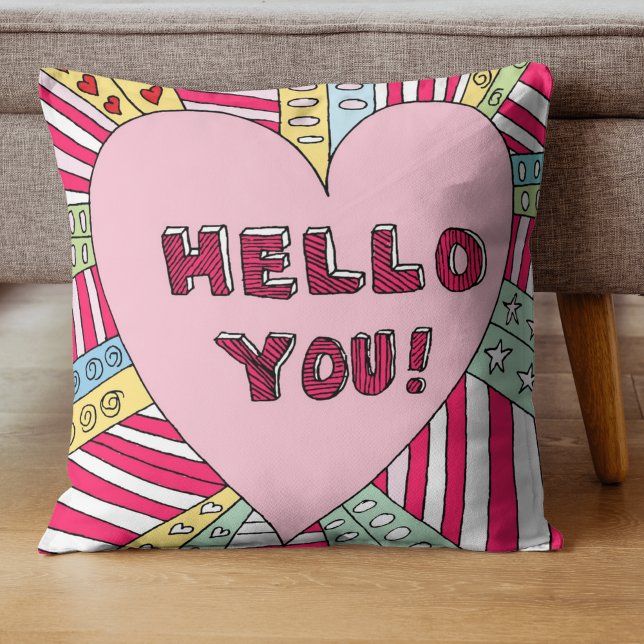 Almofada Olá, seu Travesseiro de tendência moderna colorido (Criador carregado)