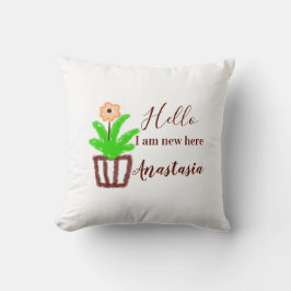 Almofada Olá, sou novo aqui, chá de fraldas, crianças, folh