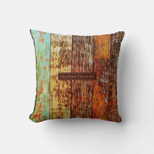 Almofada Old Dock planks Throw Pillow (Frente)