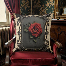 Almofada Old Victorian Black with Red Rose