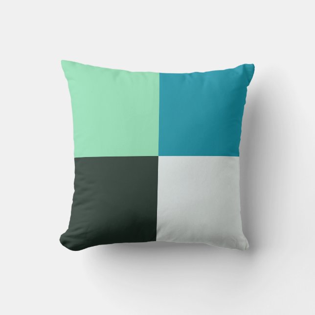 Almofada Óleo Branco Verde Azul Aqua Turquoise (Frente)