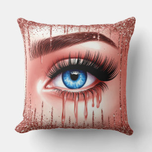Almofada 💋 Olhar Azul Dramático Glam Decoração Para Amante