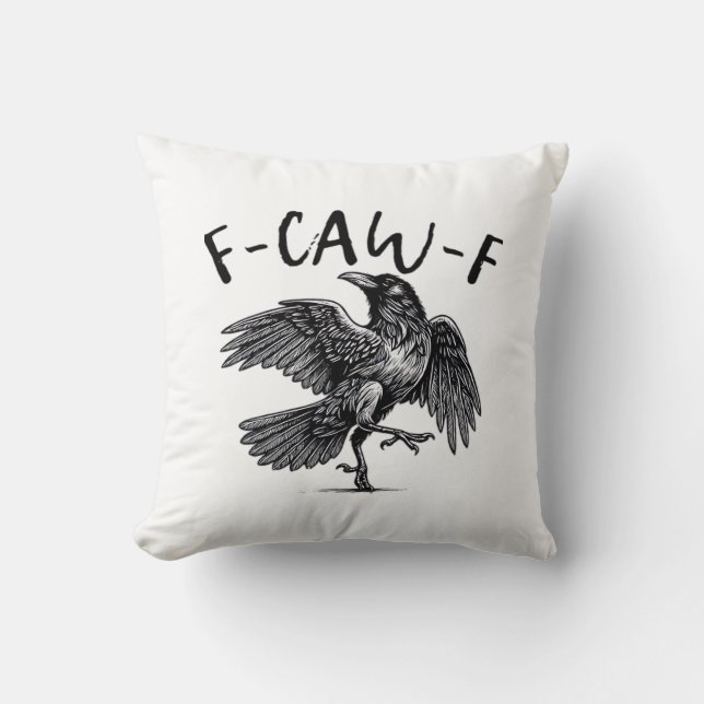 Almofada Olhar Casual Estético Cômico Gótico F Caw F Corvo (Frente)