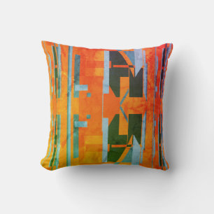Almofada Olhar de Arte Amarela Azul Verde Laranja Dourada A