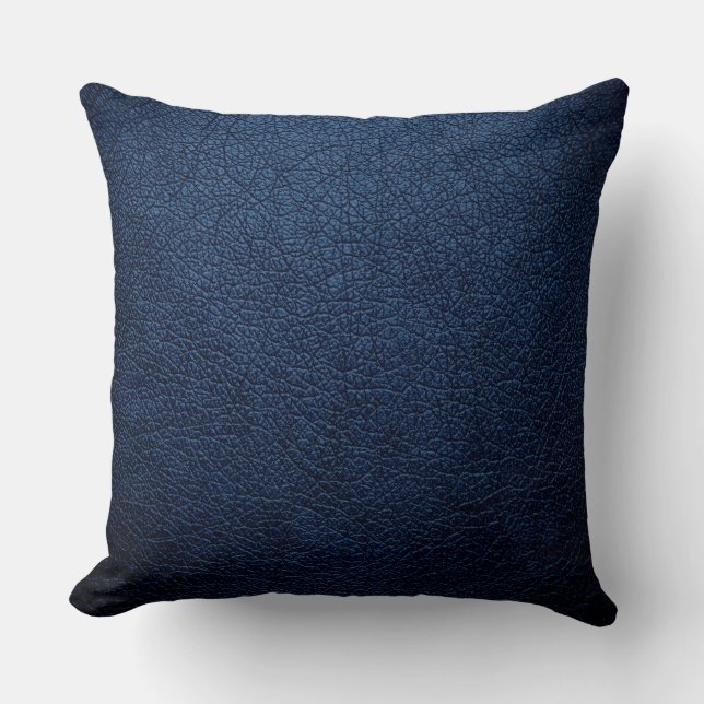 Almofada Olhar de couro elegante azul escuro (Frente)