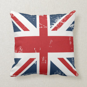 Almofada Olhar velho afligido de Union Jack da bandeira