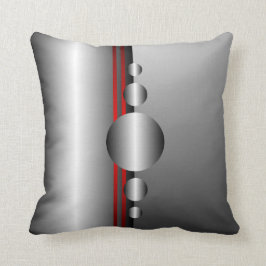 Almofada Olhar vermelho e de prata abstrato do metal