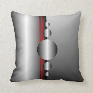 Almofada Olhar vermelho e de prata abstrato do metal