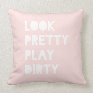 Almofada Olhe o slogan engraçado bonito coram rosa