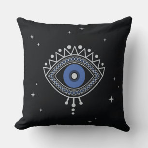 Almofada Olho mágico azul na noite escura com estrelas