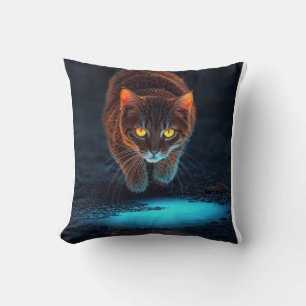 Almofada Olhos Brilhantes Gato Estética Ilustração Vida Sel