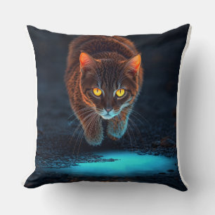 Almofada Olhos Brilhantes Gato Estética Ilustração Vida Sel