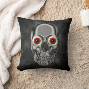Almofada Olhos Vermelhos do Crânio Silver