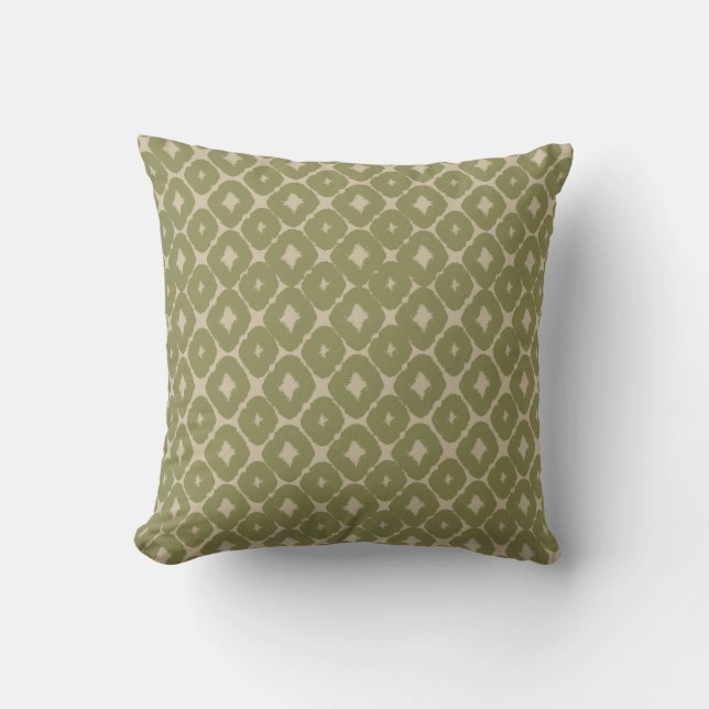 Almofada Olive and cream Boho Geometric Throw Pillow (Frente)