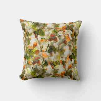 Almofada Olive & Orange Floral Abstrato em Aquarela de Outo