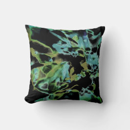 Almofada Olive Teal Green Black Abstract Floral Design