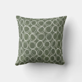 Almofada Olive Verde Rabiscos de Círculo Rústico Desenhados