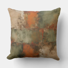 Almofada Olive Verde Sage Laranja Queimada Bege Abstrato