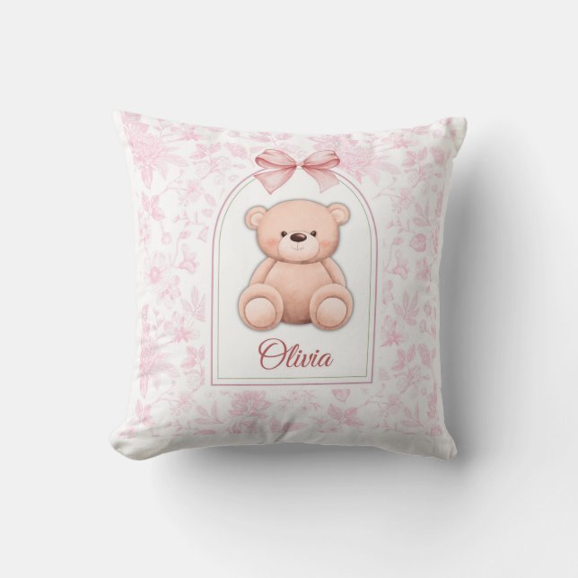 Almofada Olivia | Design de Enfermeiro de Urso Rosa Persona (Frente)