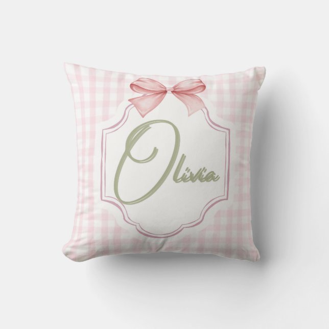 Almofada Olivia Personalizado Arco Rosa & Gingham Impressão (Frente)