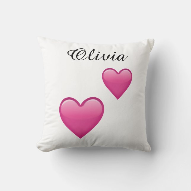 Almofada Olivia Personalized Emoji Hearts Throw Pillow (Frente)