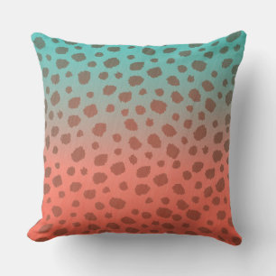 Almofada Ombre Cheetah Spots Teal e Coral
