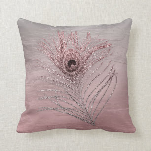 Almofada Ombre escovado com pavão Feather1 do brilho