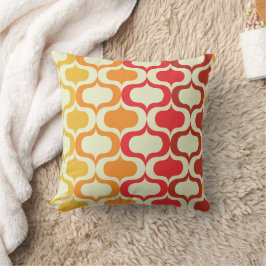 Almofada Ombre Retro Ogee em Laranja, Tangerina e Vermelho