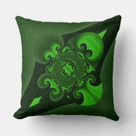 Almofada Onda Espiral Verde Escuro E Limão