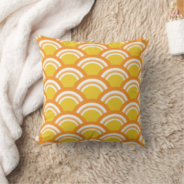 Almofada Onda Japonesa Seigaiha  Padrão Amarelo Laranja 