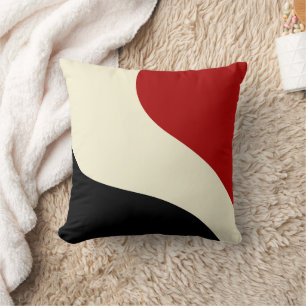 Almofada Onda mínima elegante em vermelho, preto e creme