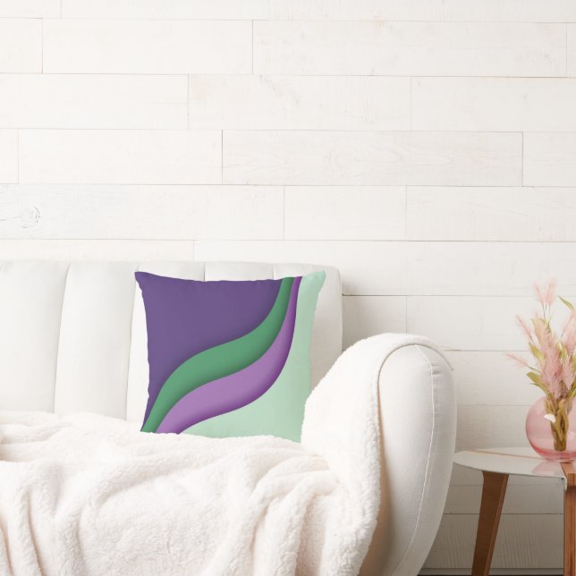 Almofada Onda Moderna Roxo Verde  (Sofá)