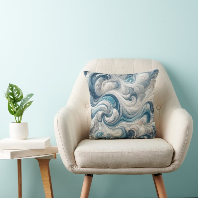 Almofada onda oceânica inspirada (Cadeira)